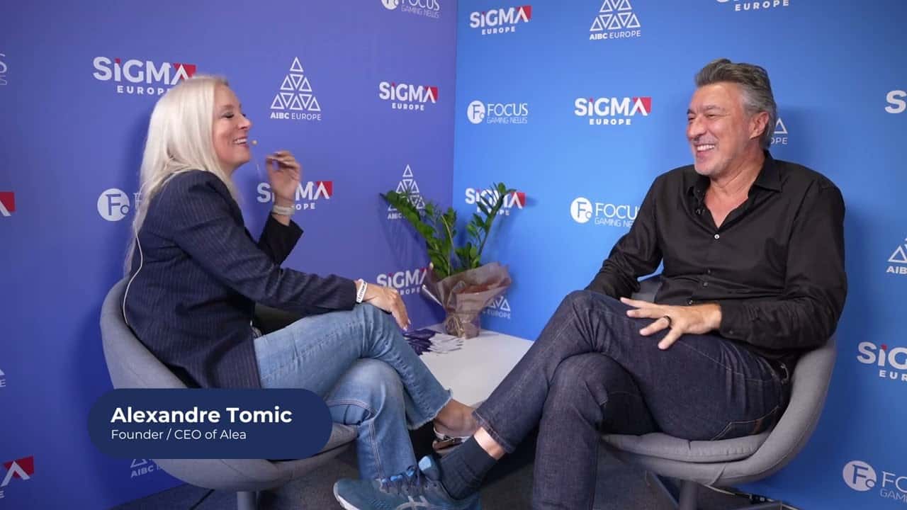Alea's founder, Alexandre Tomic, interviewed at SiGMA Europe 2023 before winning the Best Workplace Award.